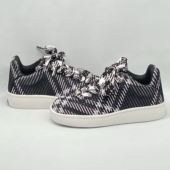 Burberry Black & White Check Knit Box Sneakers size 37 - Picture 12 of 15